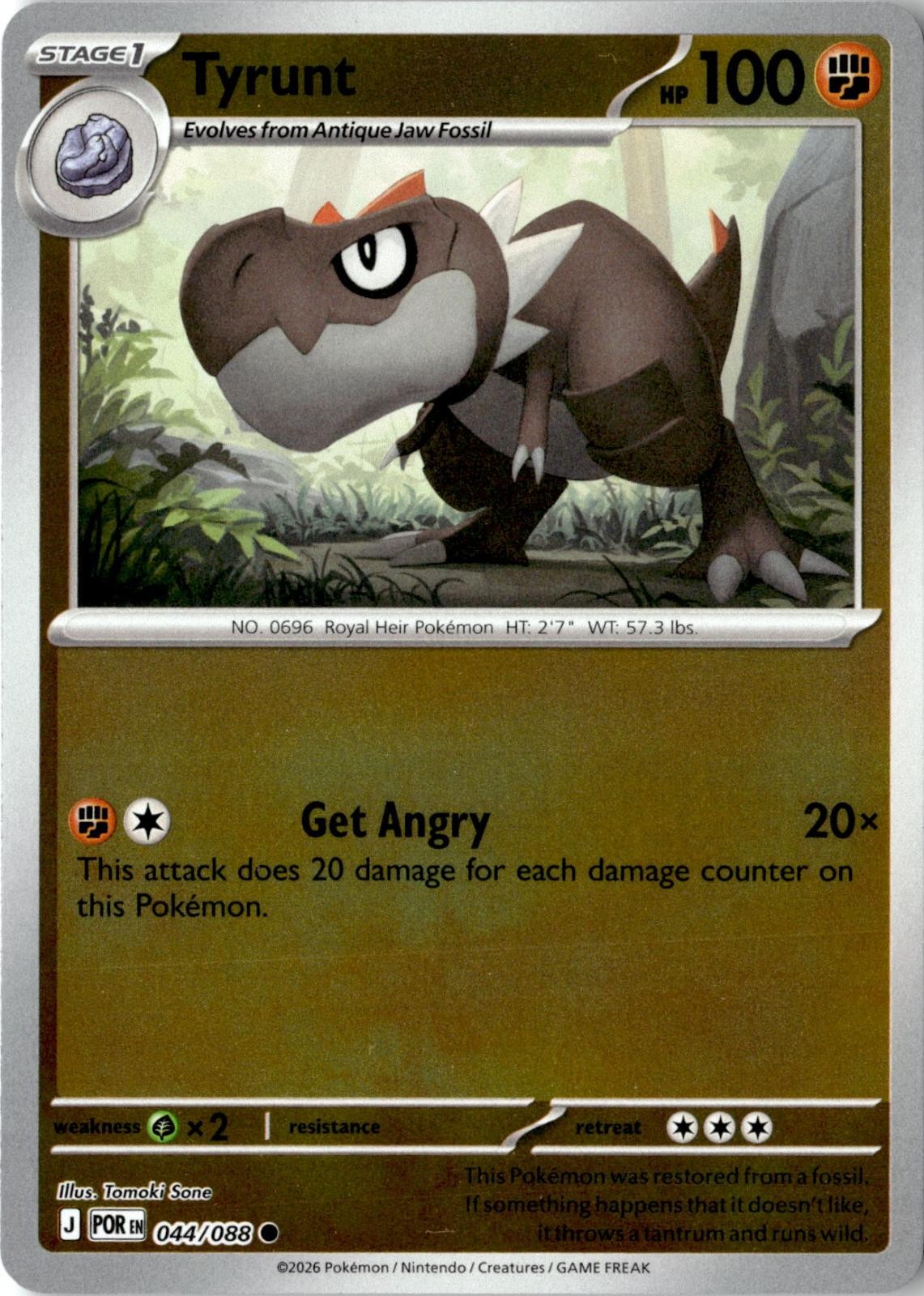 2026 POKEMON TYRUNT 044/088 COMMON PERFECT ORDER REVERSE HOLO NEAR MINT