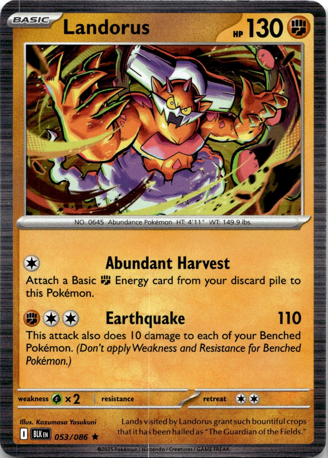 Landorus 053/086 Holo Rare Black Bolt Pokemon Near Mint