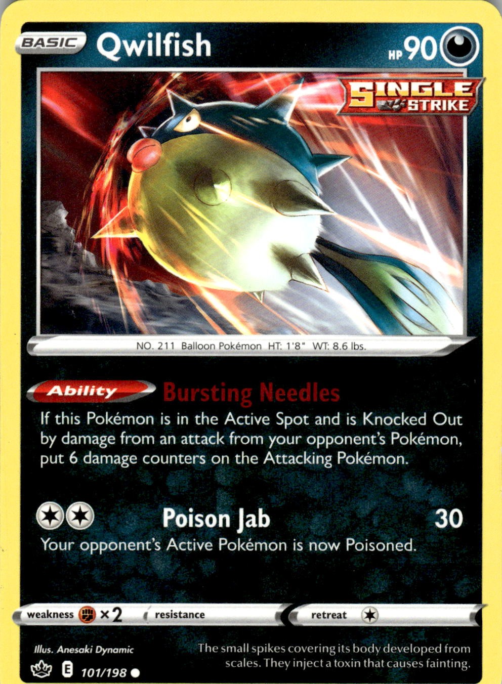 Qwilfish 101/198 Common Chilling Reign Pokemon Near Mint