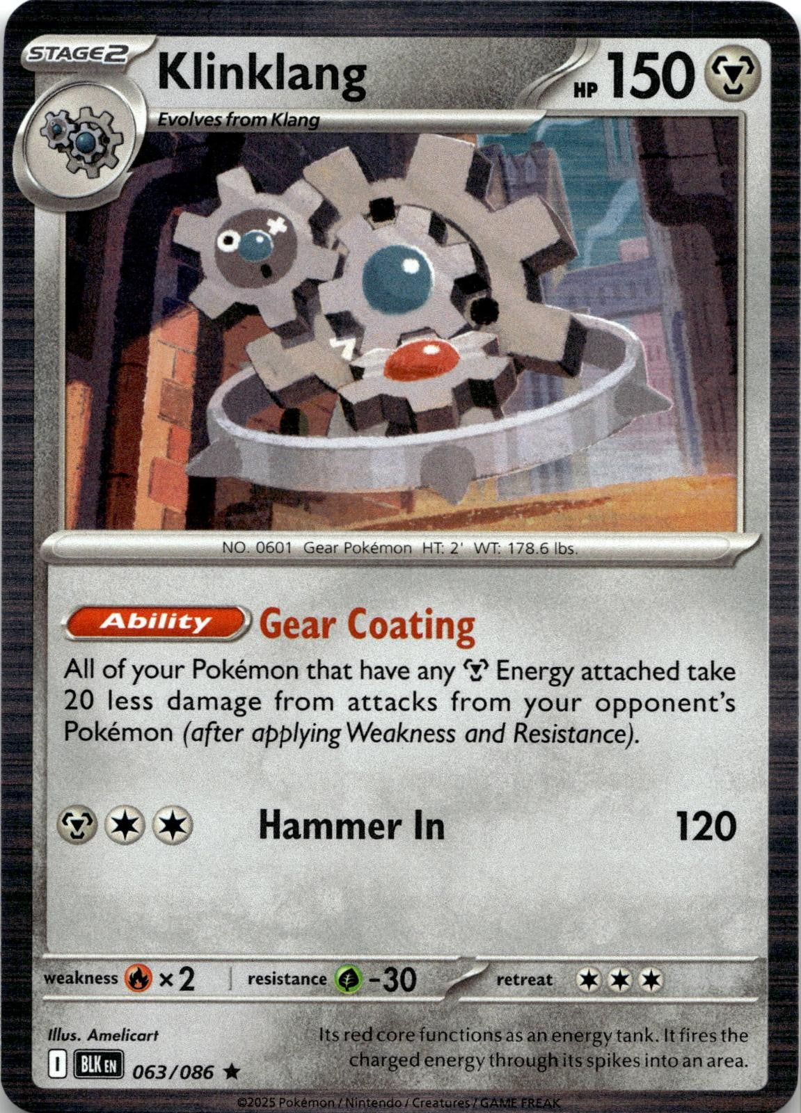 Klinklang 063/086 Holo Rare Black Bolt Pokemon Near Mint
