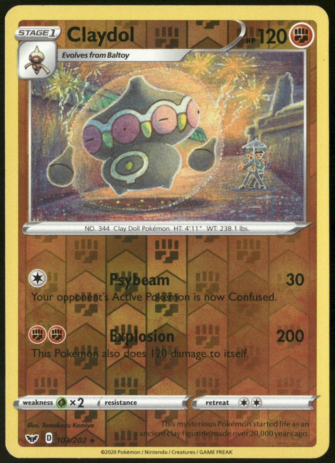 Claydol Reverse Holo Rare SWSH01: Sword & Shield Base Set 103/202 NM