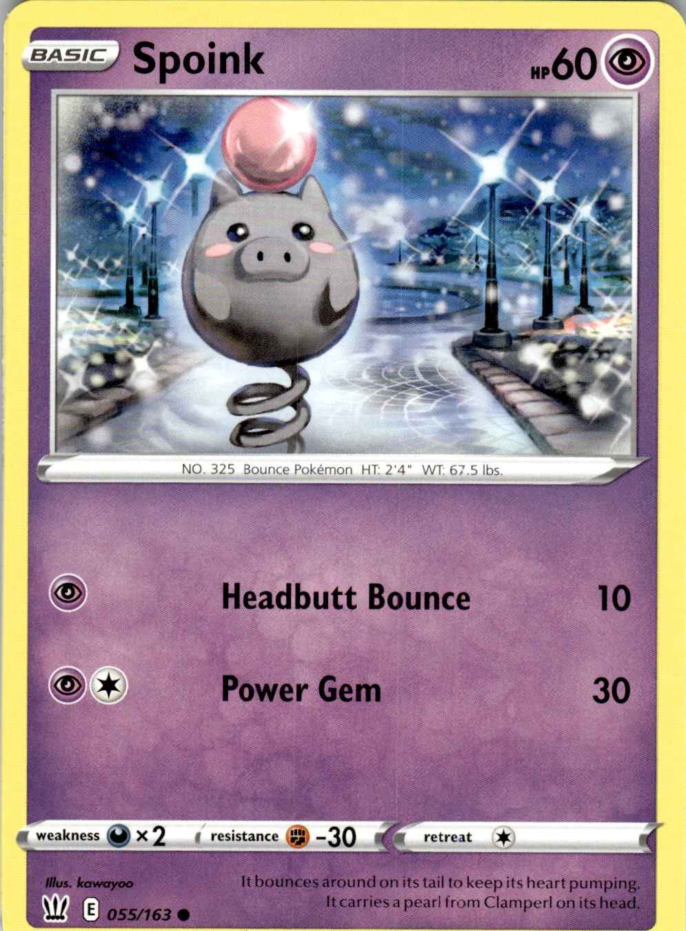 2021 POKEMON SPOINK 055/163 COMMON BATTLE STYLES NEAR MINT