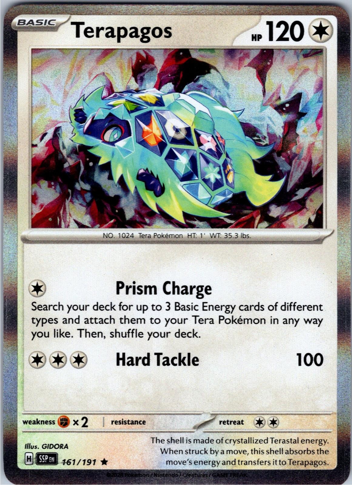 Terapagos 161/191 Rare Surging Sparks Pokemon Holo Near Mint