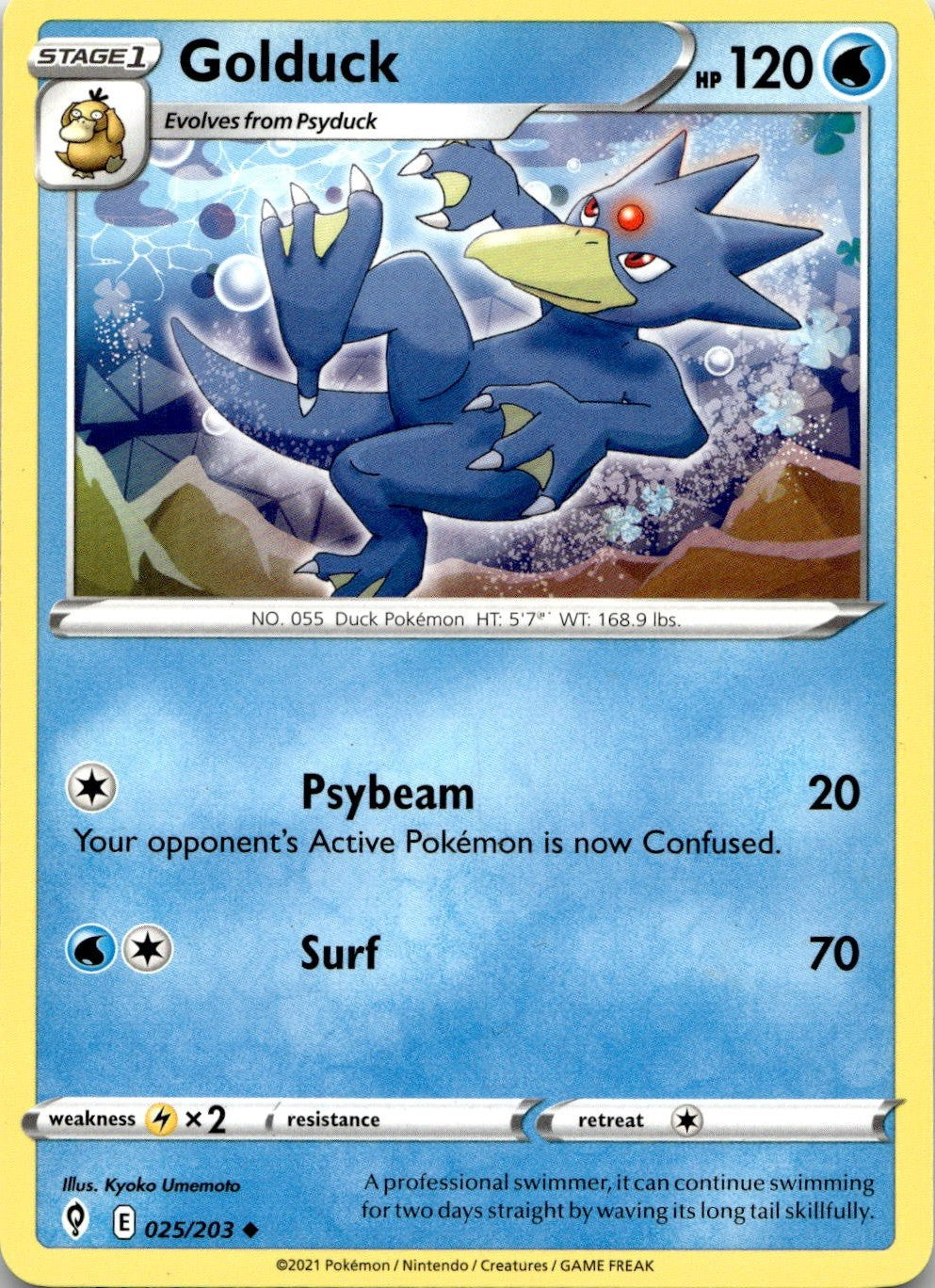 Golduck 025/203 Uncommon Evolving Skies Pokemon Lightly Played