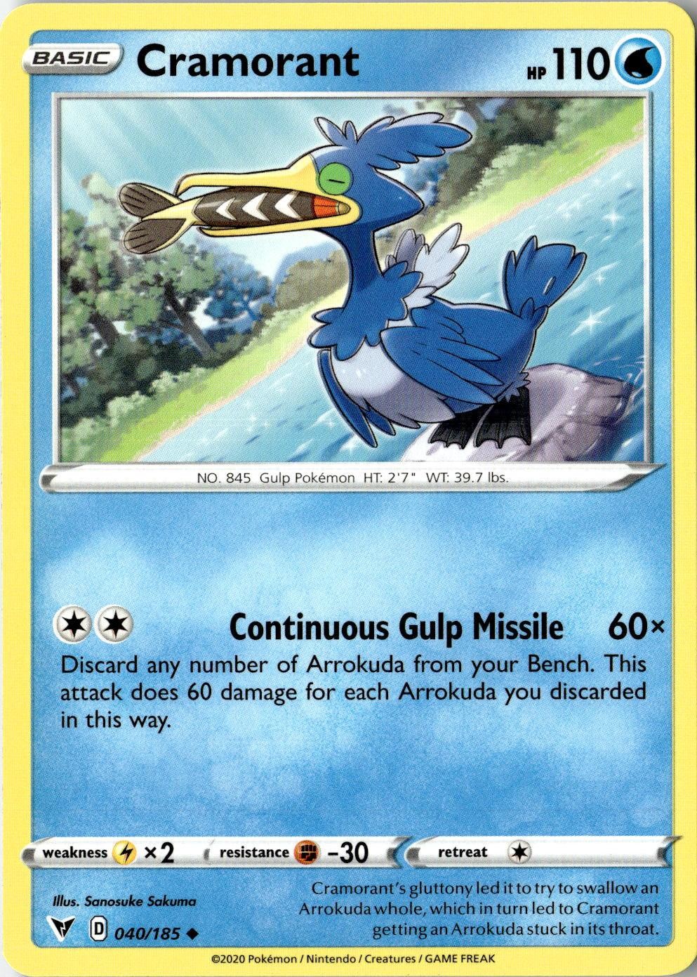 2020 POKEMON CRAMORANT 040/185 UNCOMMON VIVID VOLTAGE NEAR MINT