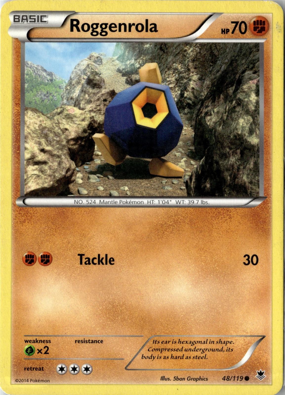 2014 POKEMON ROGGENROLA 48/119 COMMON PHANTOM FORCES LIGHTLY PLAYED
