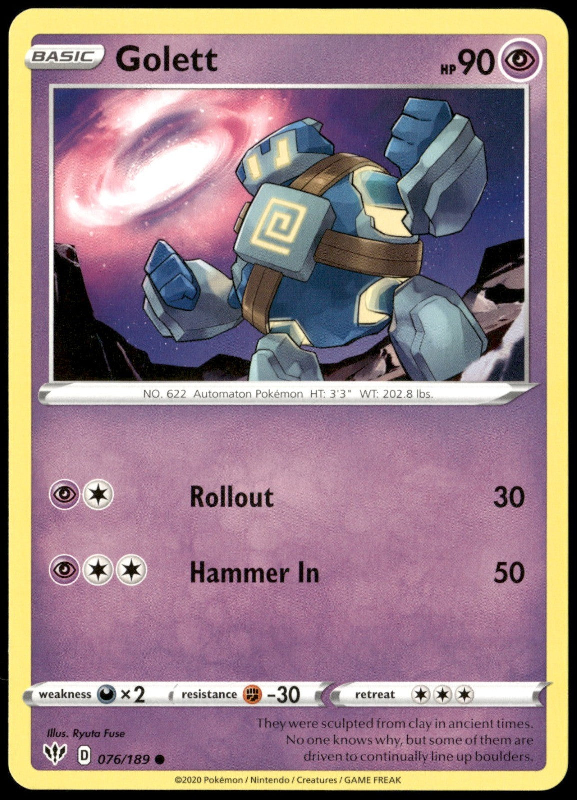 Golett Common SWSH03: Darkness Ablaze 076/189 NM