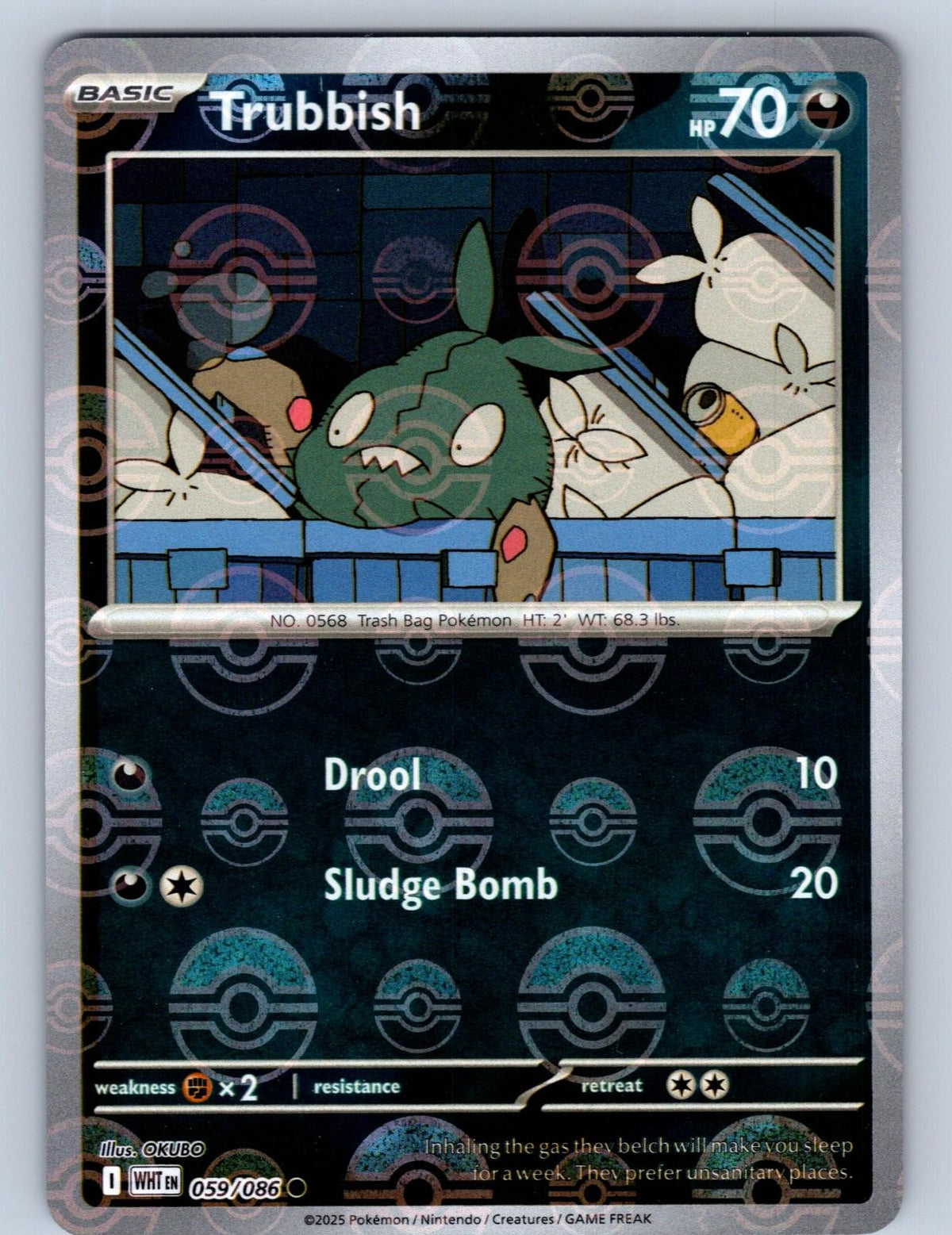 Trubbish (Poke Ball Pattern) 059/086 Holo Common White Flare Pokemon Near Mint