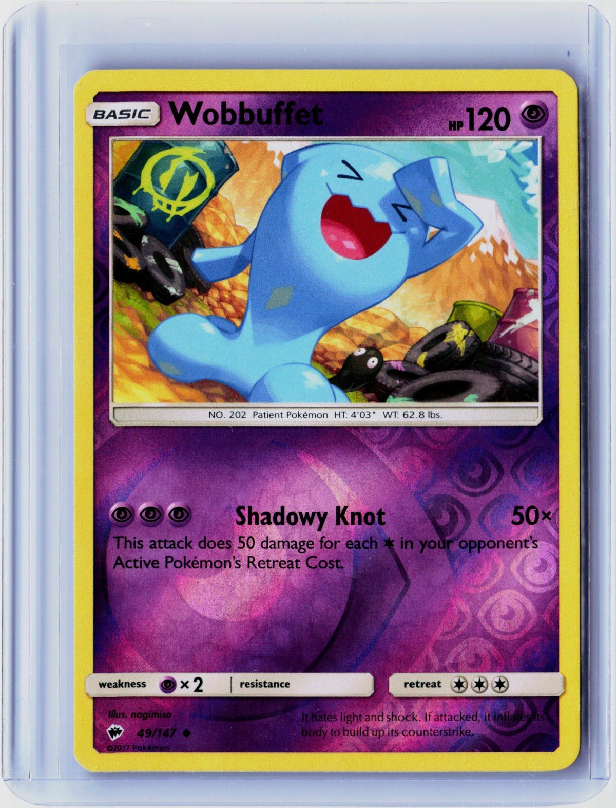 Wobbuffet Reverse Holo Uncommon SM - Burning Shadows 49/147 NM