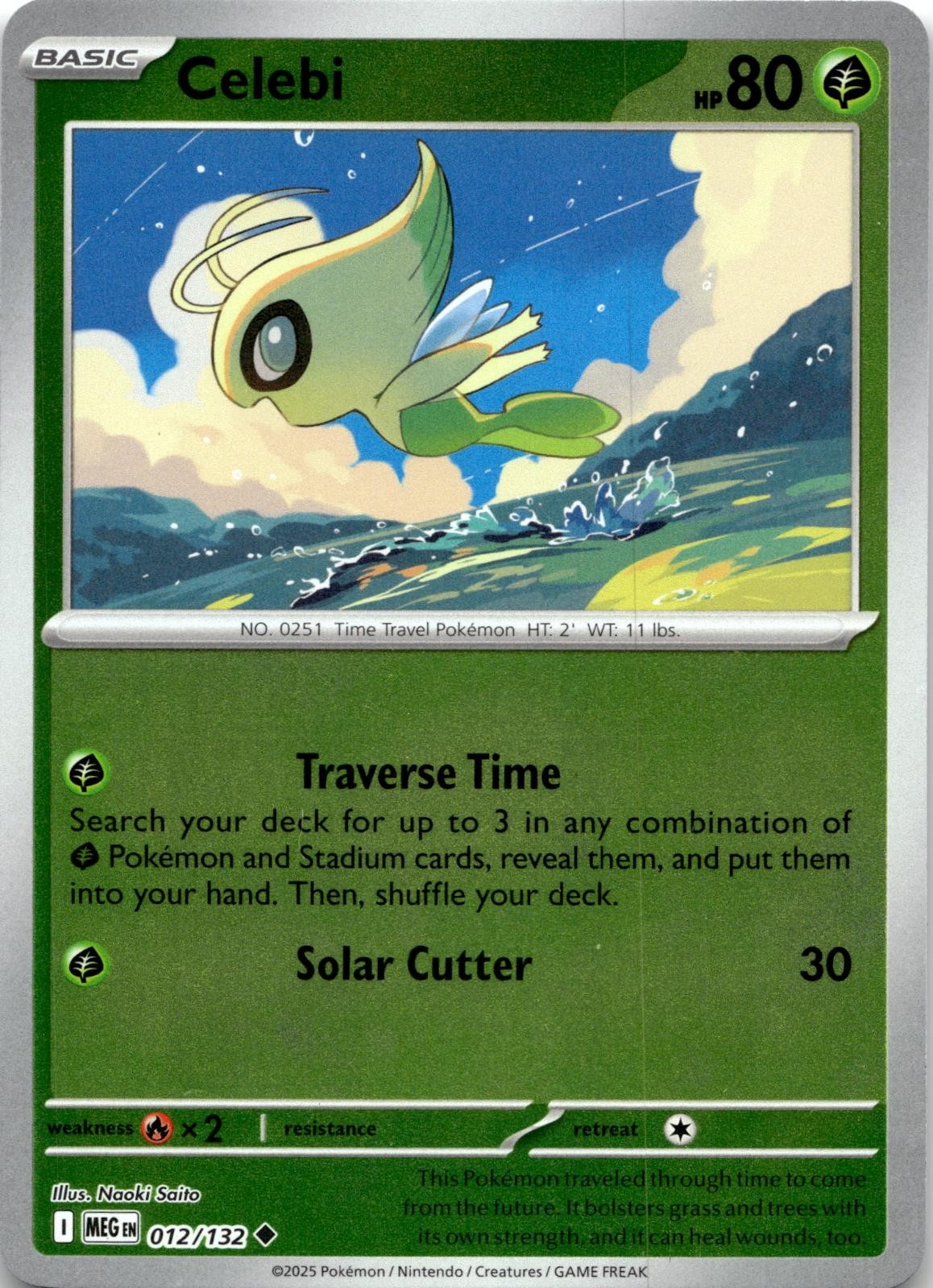 Celebi 012/132 Uncommon Mega Evolution Pokemon Reverse Holo Near Mint