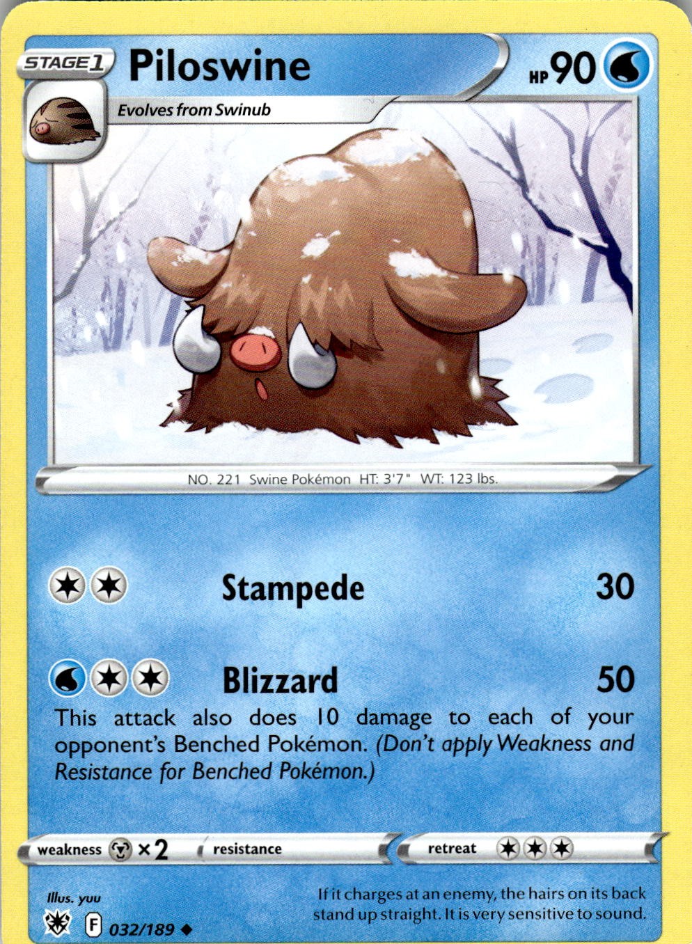 Piloswine 032/189 Uncommon Astral Radiance Pokemon Near Mint