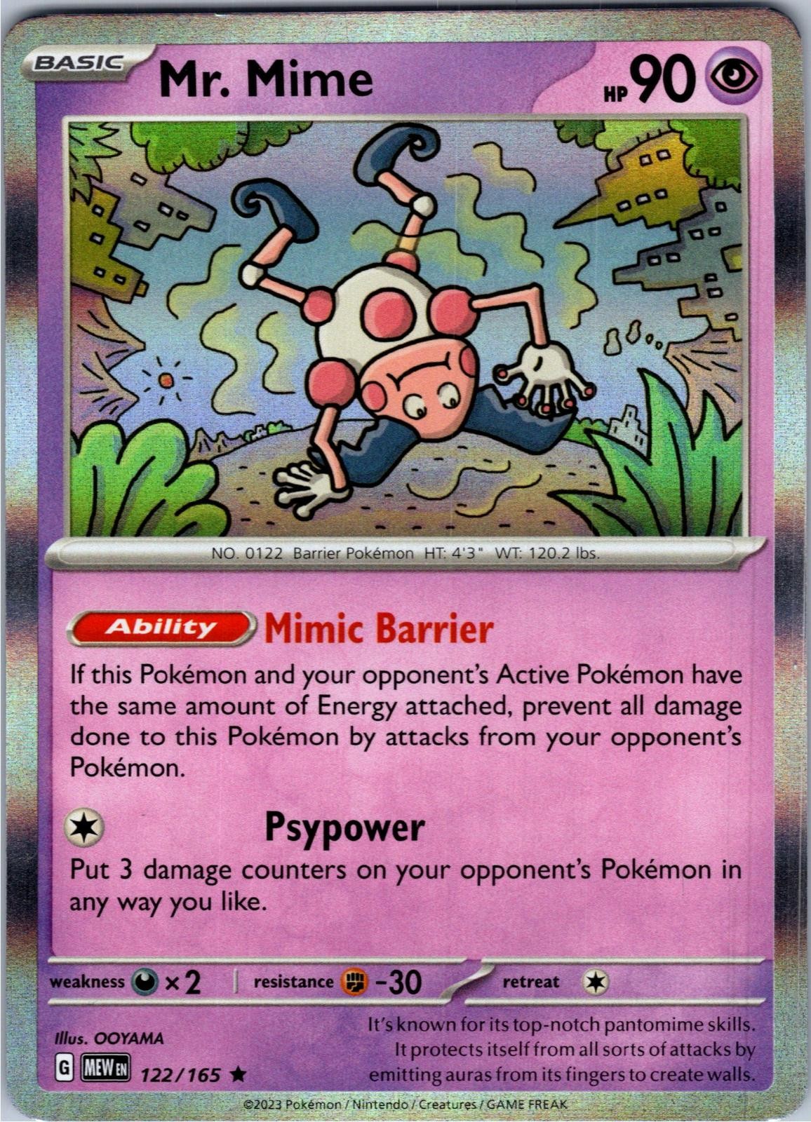 Mr. Mime 122/165 Rare 151 Pokemon Holo Lightly Played