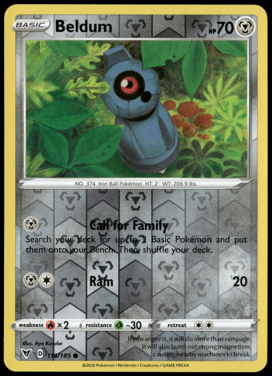 Beldum Reverse Holo Common SWSH04: Vivid Voltage 116/185 NM