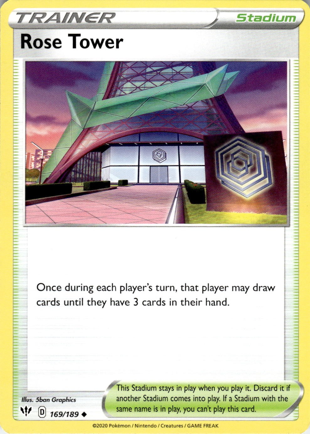 Rose Tower 169/189 Uncommon Darkness Ablaze Pokemon Near Mint
