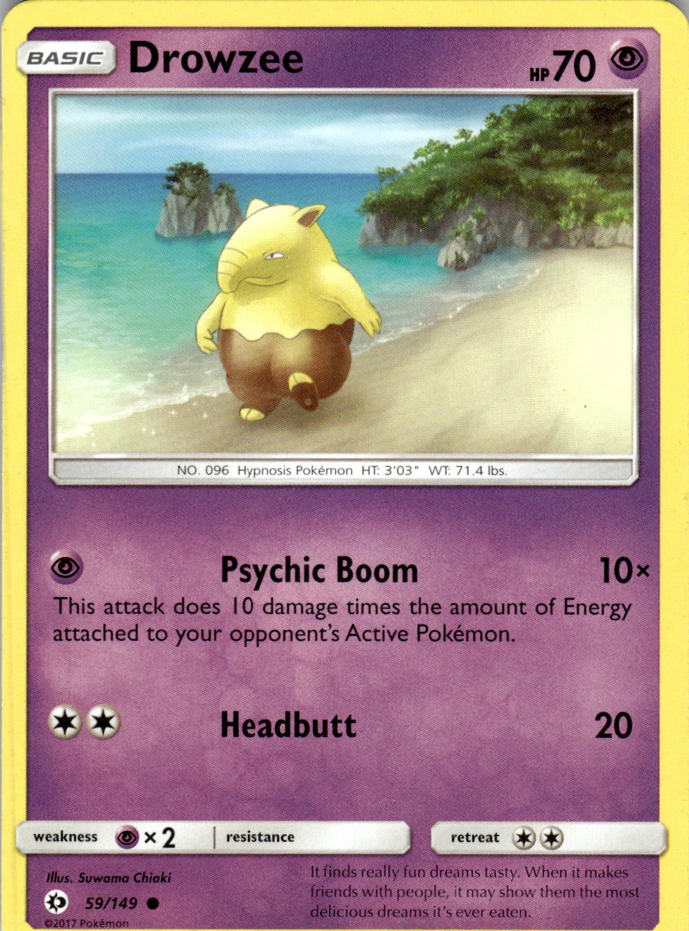 Drowzee 59/149 Common SM Base Set Pokemon Near Mint