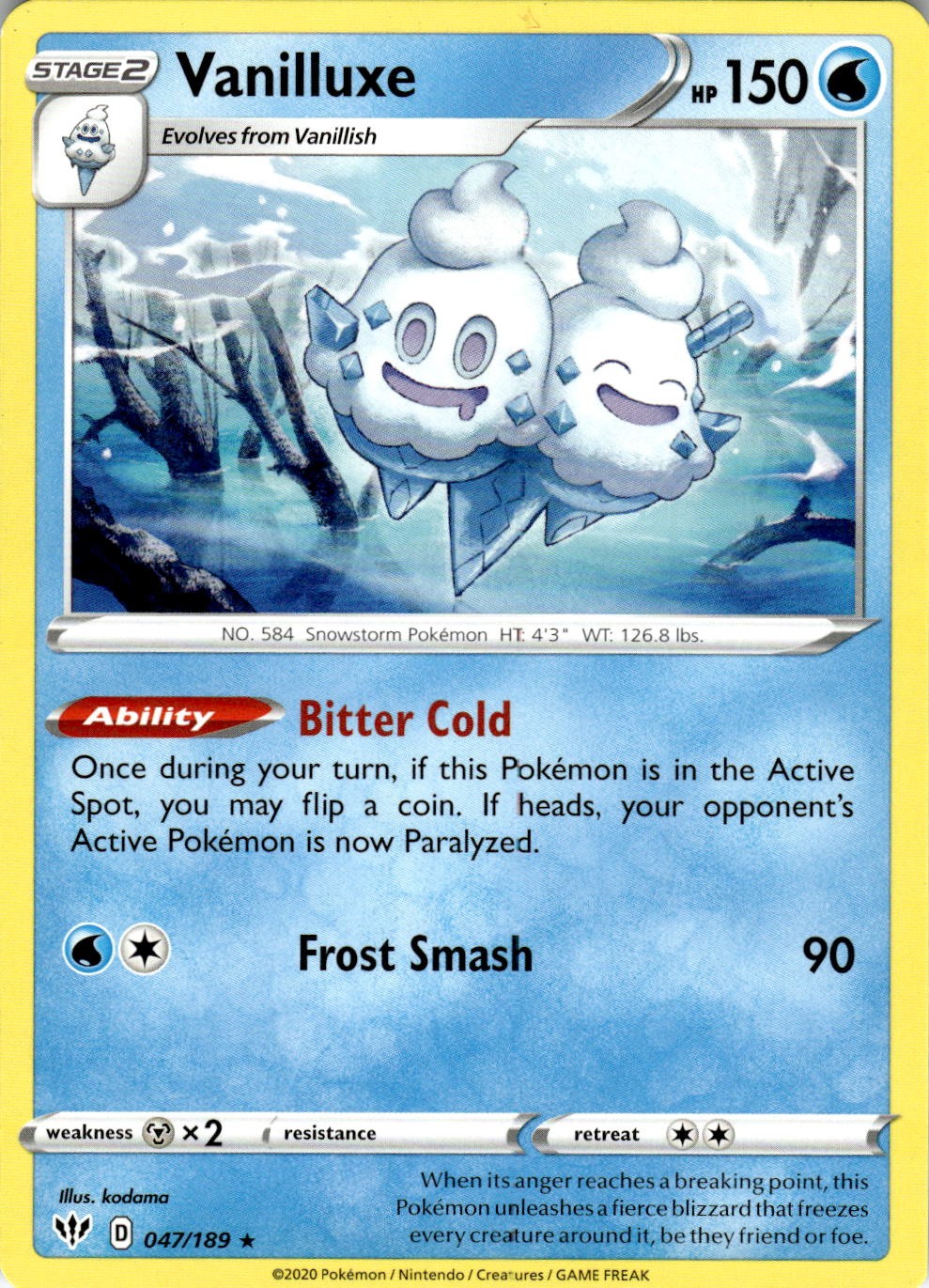Vanilluxe 047/189 Rare Darkness Ablaze Pokemon Near Mint