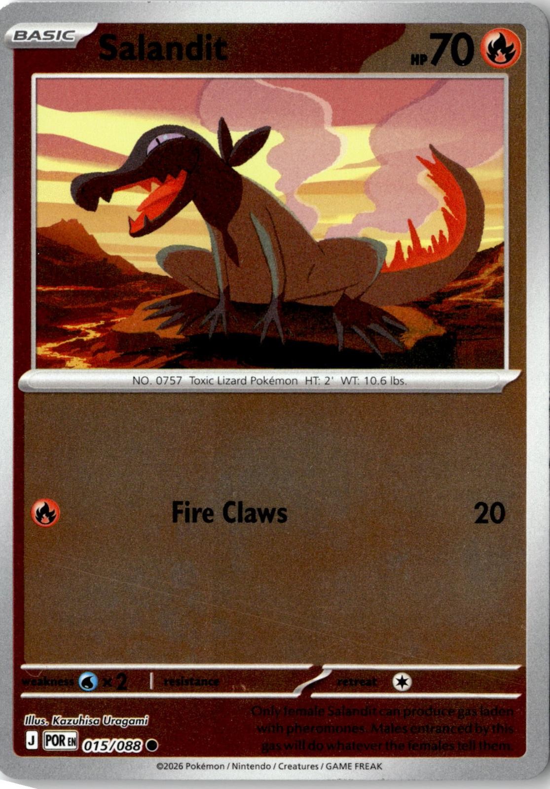 2026 POKEMON SALANDIT 015/088 COMMON PERFECT ORDER REVERSE HOLO NEAR MINT