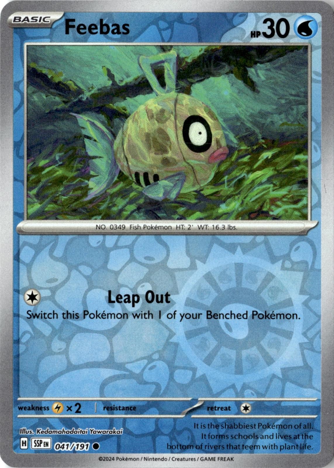 2024 POKEMON FEEBAS 041/191 COMMON SURGING SPARKS NEAR MINT