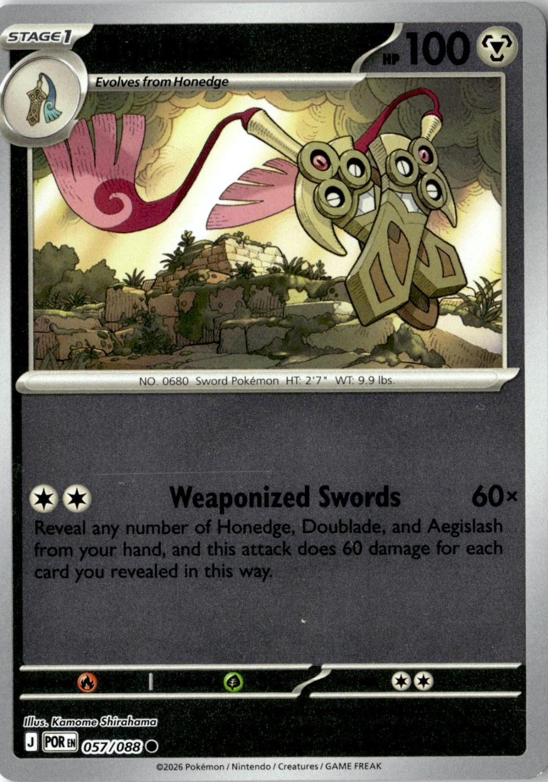 2026 POKEMON DOUBLADE 057/088 COMMON PERFECT ORDER REVERSE HOLO NEAR MINT
