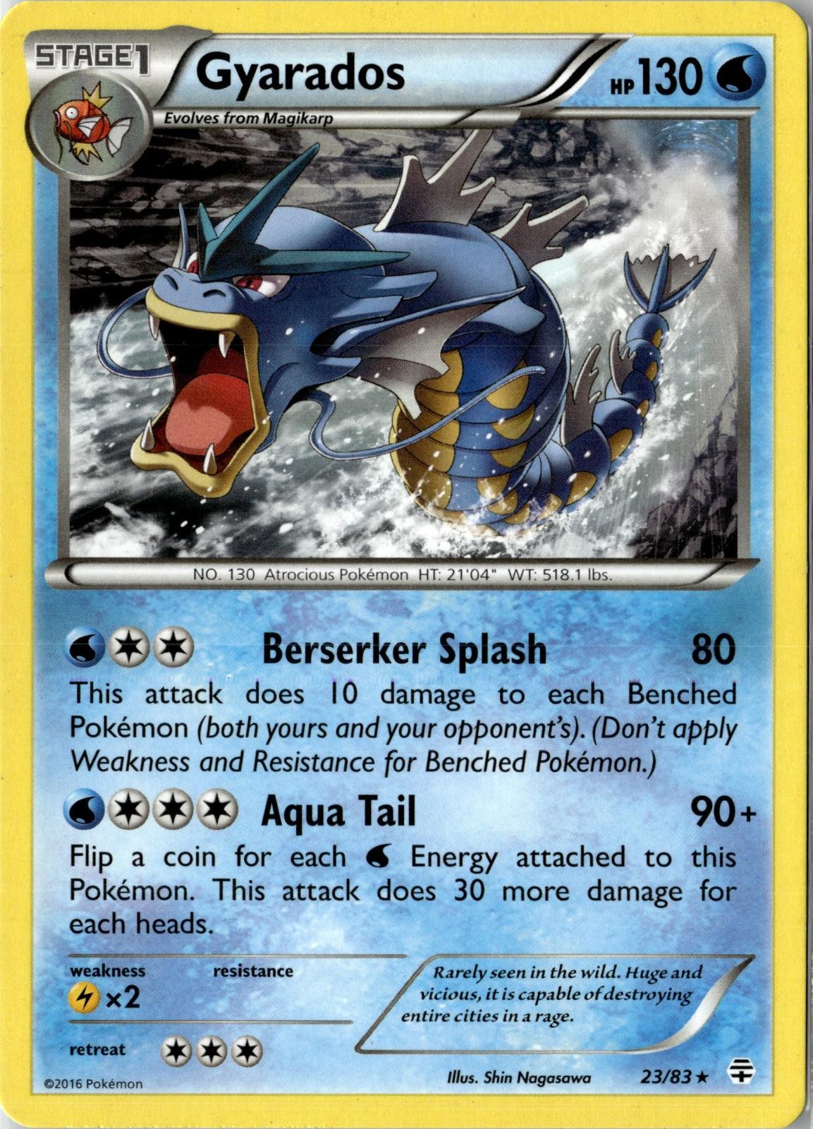 2016 POKEMON GYARADOS 23/83 RARE GENERATIONS NEAR MINT