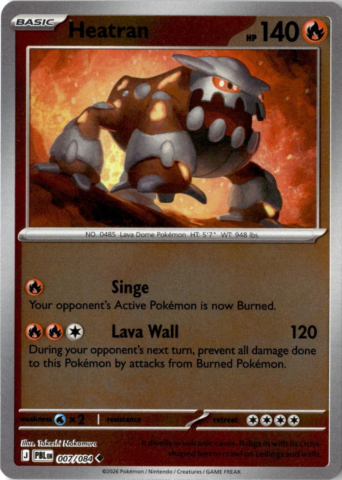 2026 POKEMON HEATRAN 007/084 UNCOMMON PITCH BLACK REVERSE HOLO NEAR MINT