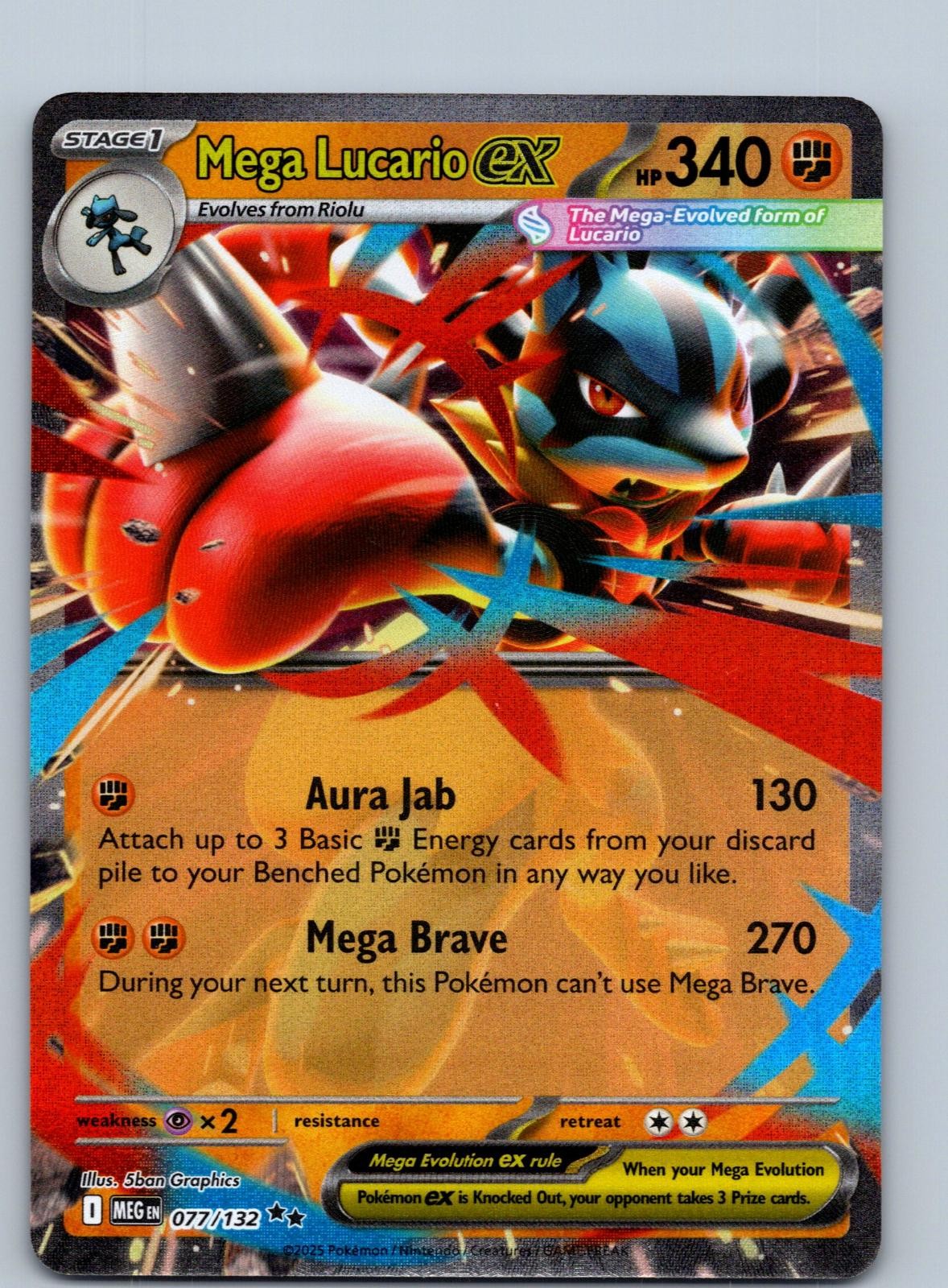 Mega Lucario ex 077/132 Holo Double Rare Prize Pack Series Cards Pokemon NM