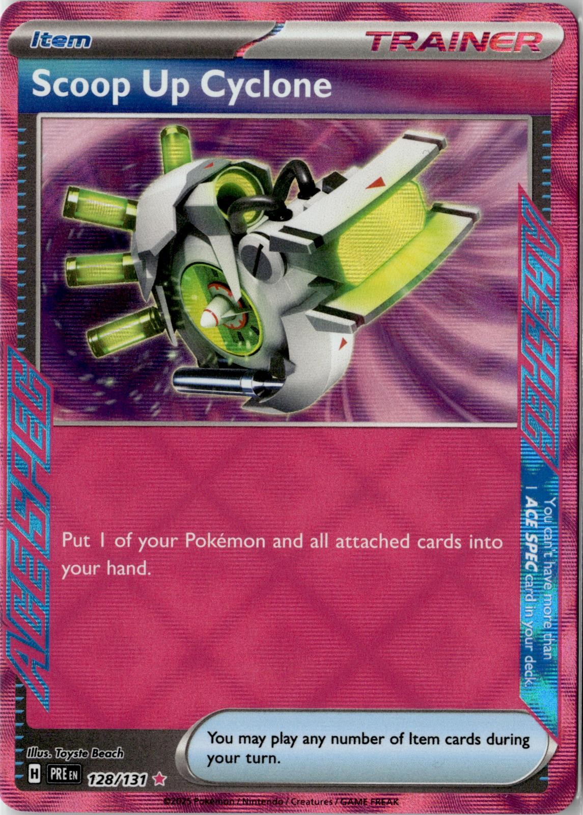 2025 POKEMON SCOOP UP CYCLONE 128/131 ACE SPEC RARE PRISMATIC EVOLUTIONS HOLO NM