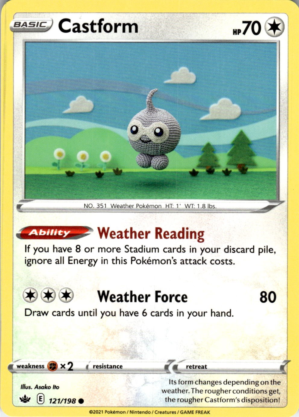 2021 POKEMON CASTFORM 121/198 COMMON CHILLING REIGN NEAR MINT