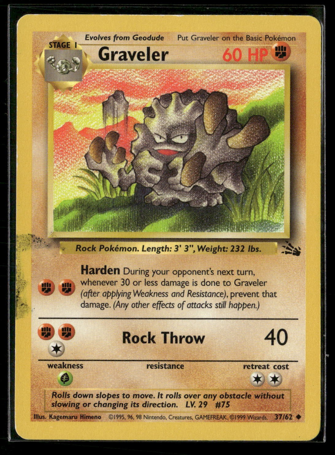 Graveler Unlimited Uncommon Fossil 37/62 LP