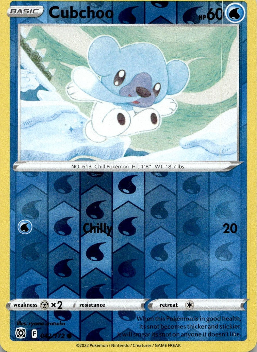 Cubchoo 042/172 Common Brilliant Stars Pokemon Reverse Holo Lightly Played