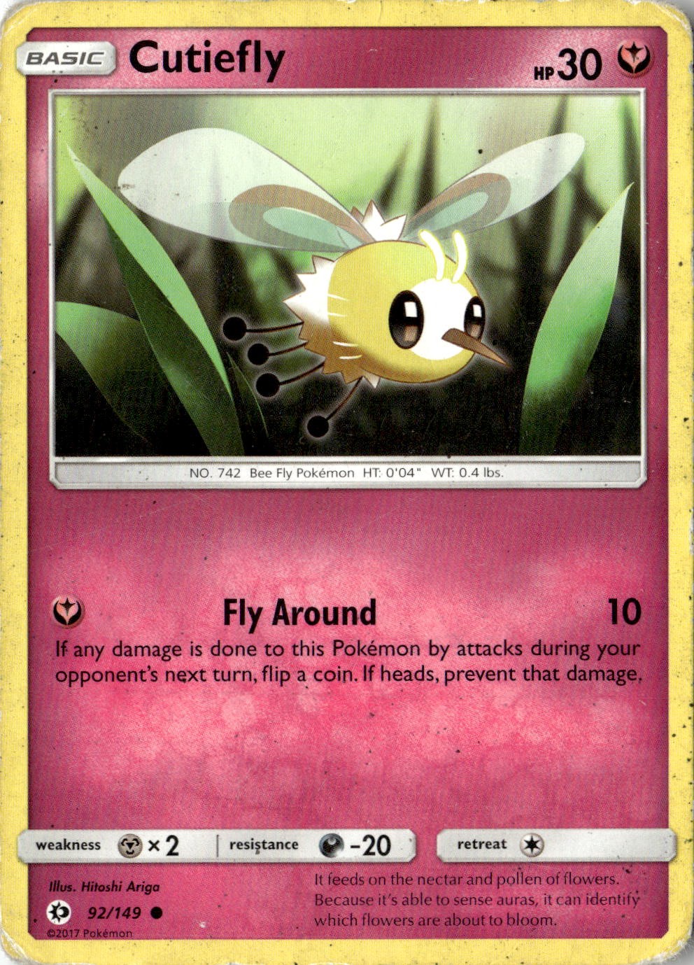 2017 POKEMON CUTIEFLY 92/149 COMMON SM BASE SET NEAR MINT