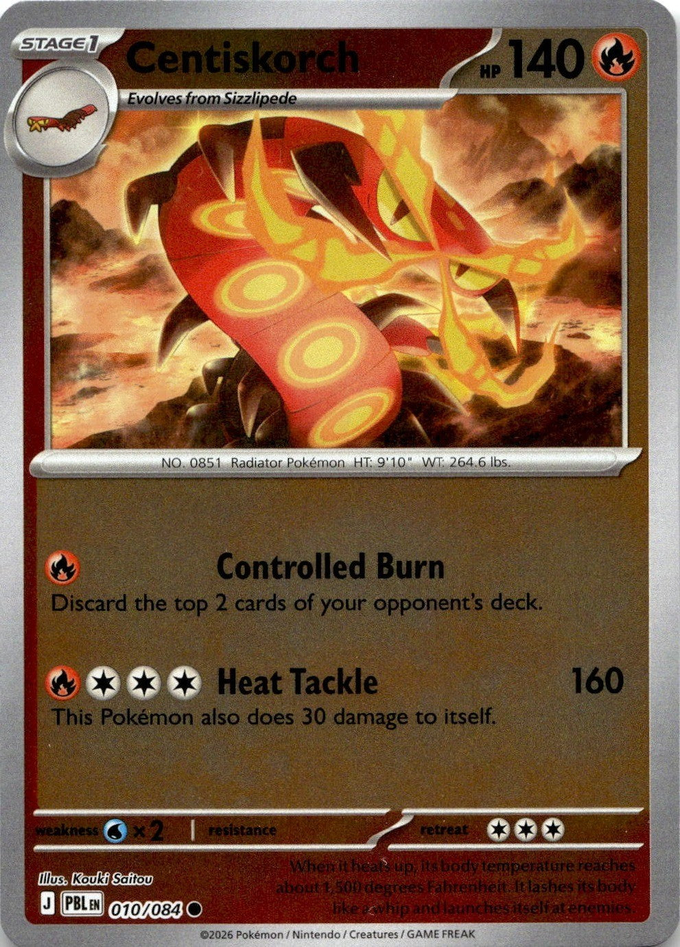 Centiskorch 010/084 Common Pitch Black Pokemon Reverse Holo Near Mint