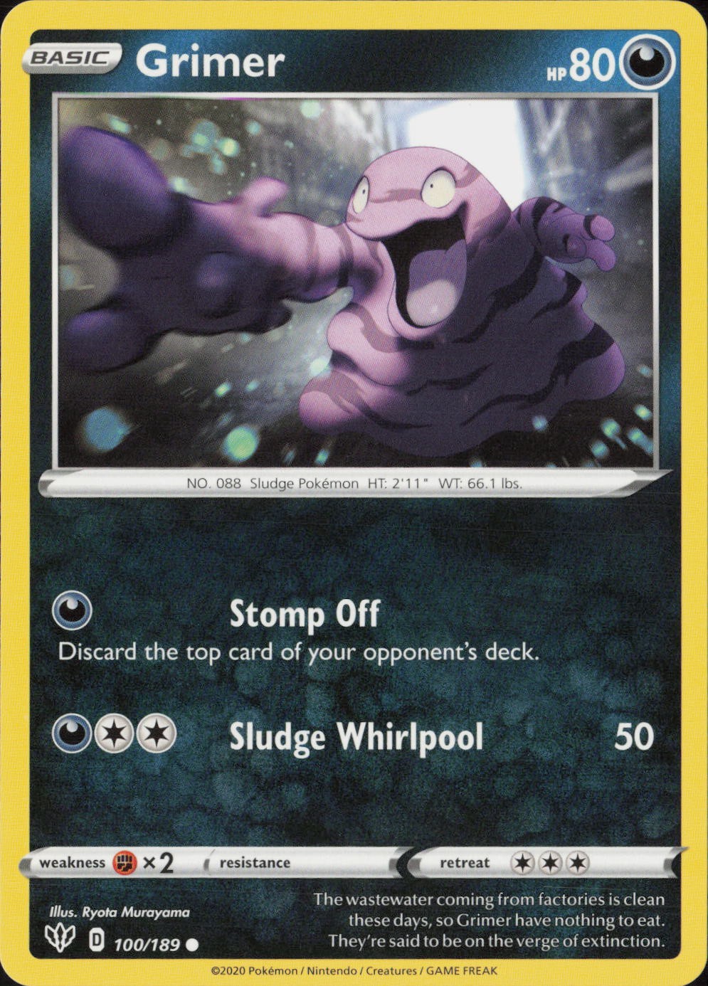 Grimer Common SWSH03: Darkness Ablaze 100/189 NM