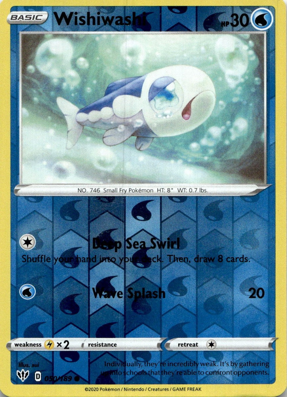 Wishiwashi 050/189 Common Darkness Ablaze Pokemon Reverse Holo Lightly Played
