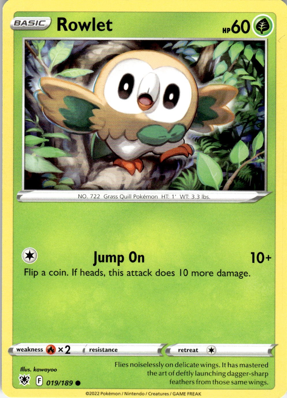 Rowlet 019/189 Common Astral Radiance Pokemon Near Mint
