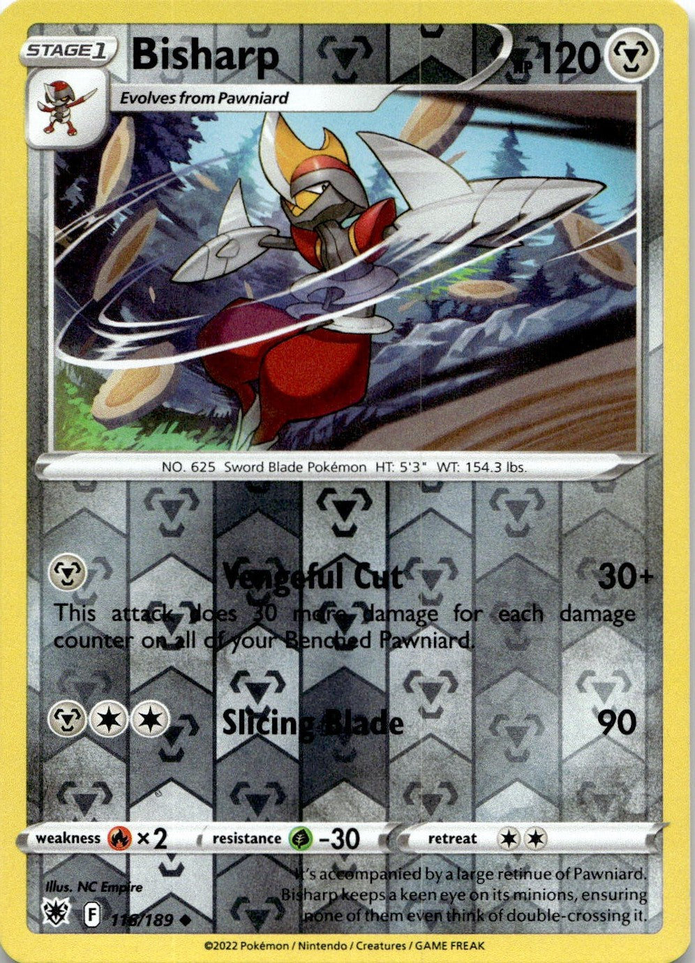Bisharp 116/189 Uncommon Astral Radiance Pokemon Reverse Holo Near Mint
