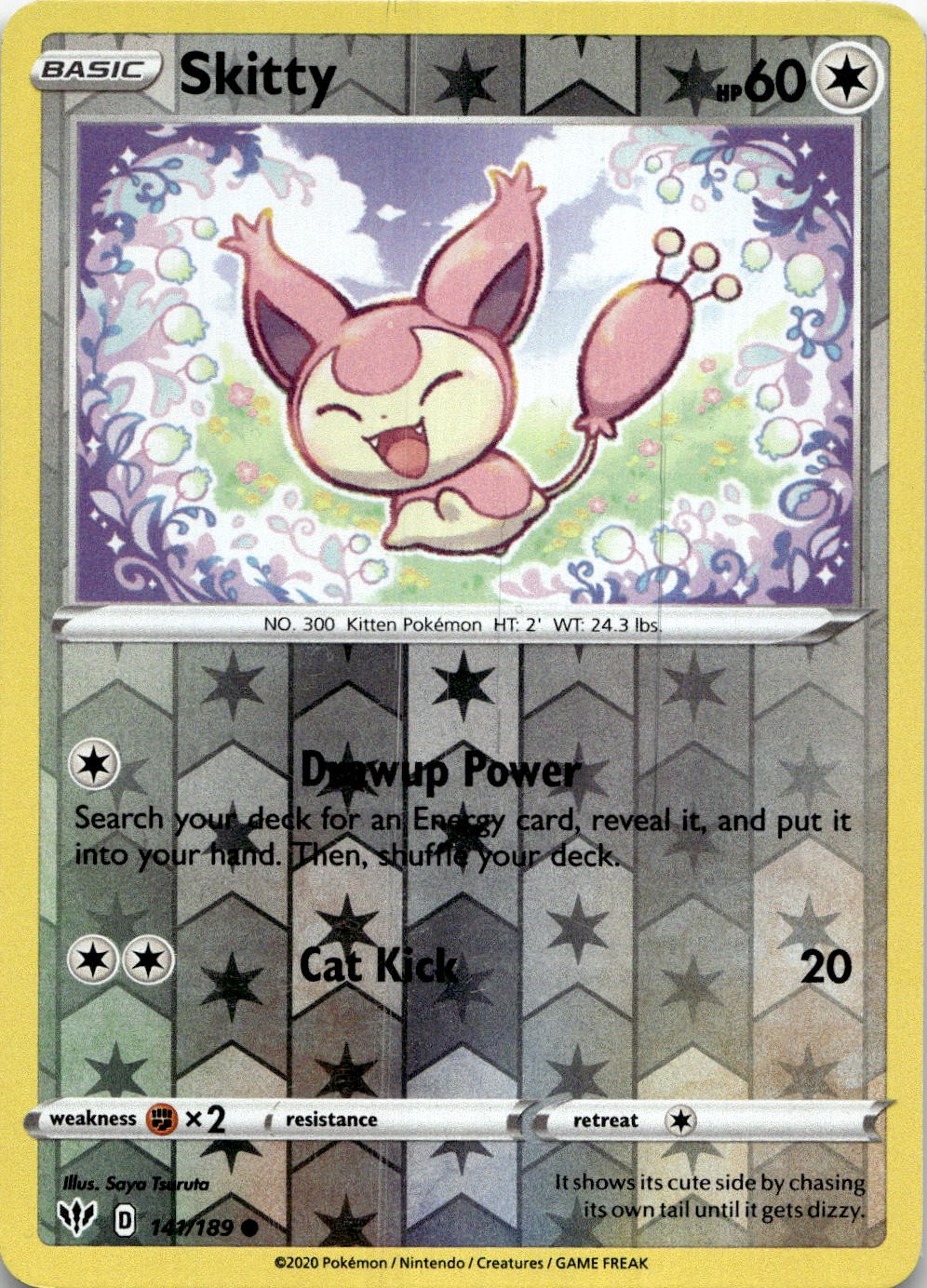 Skitty 141/189 Common Darkness Ablaze Pokemon Reverse Holo Lightly Played