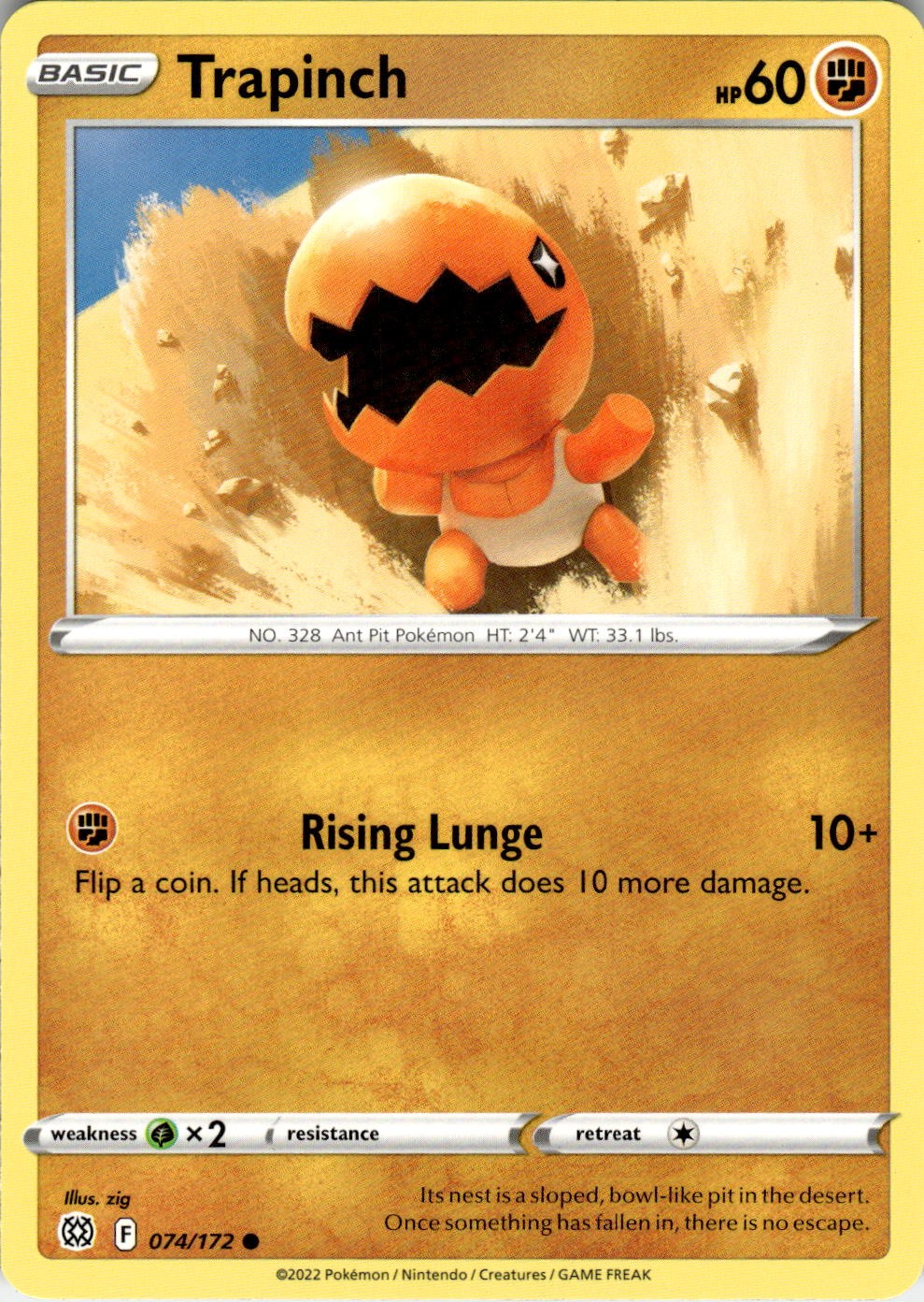 Trapinch 074/172 Common Brilliant Stars Pokemon Near Mint