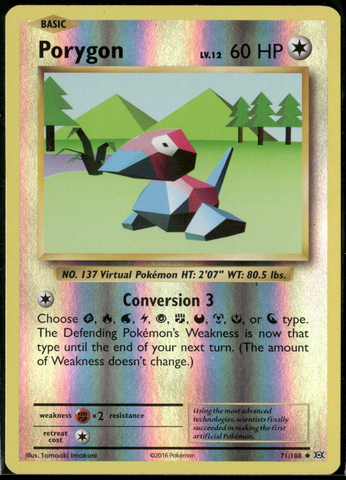 Porygon Reverse Holo Uncommon XY - Evolutions 71/108 NM