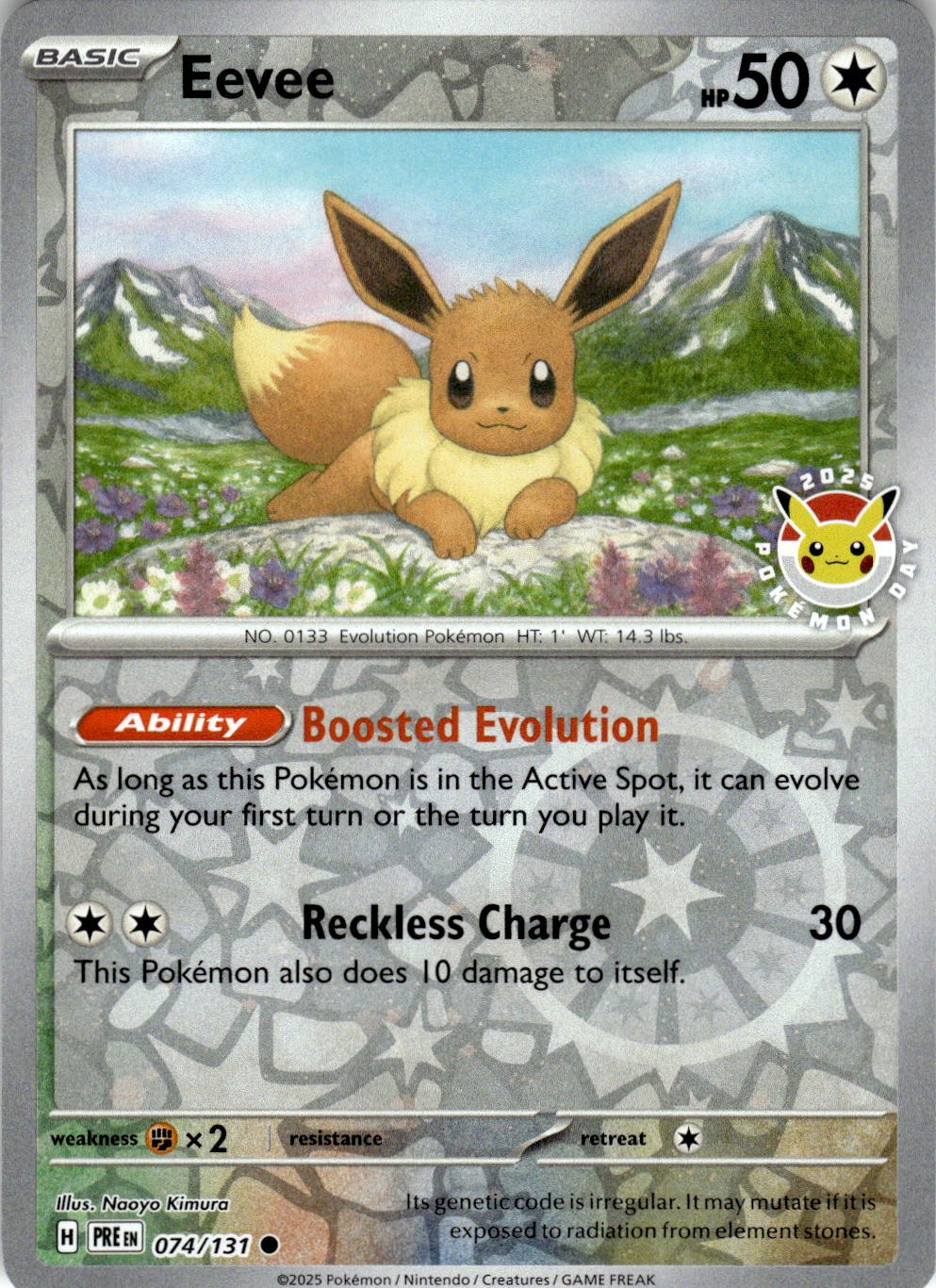 Eevee (Pokemon Day 2025) (Reverse Cosmos Holo) 074/131 Pokemon NM