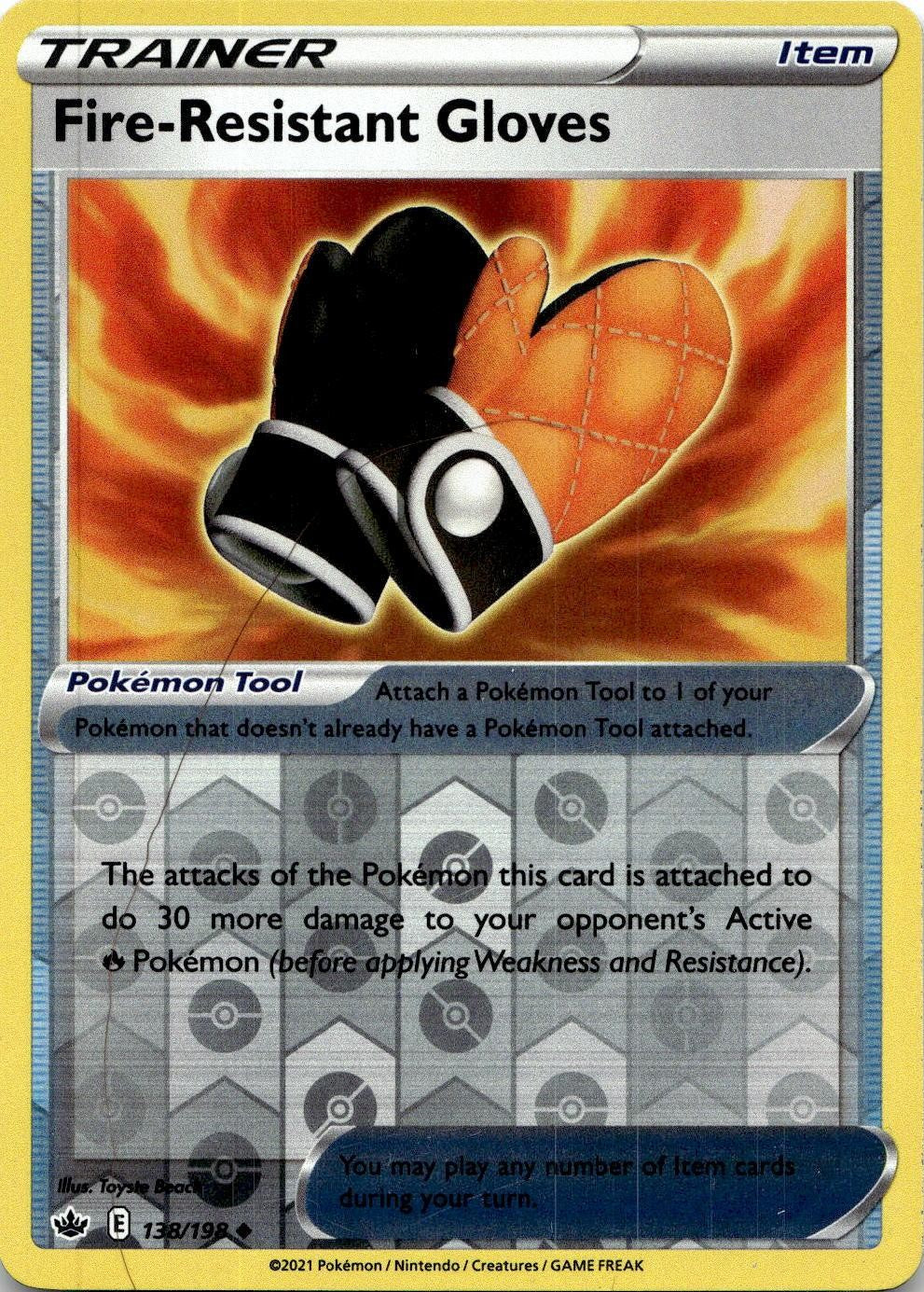 Fire-Resistant Gloves 138/198 Uncommon Chilling Reign Pokemon Reverse Holo LP