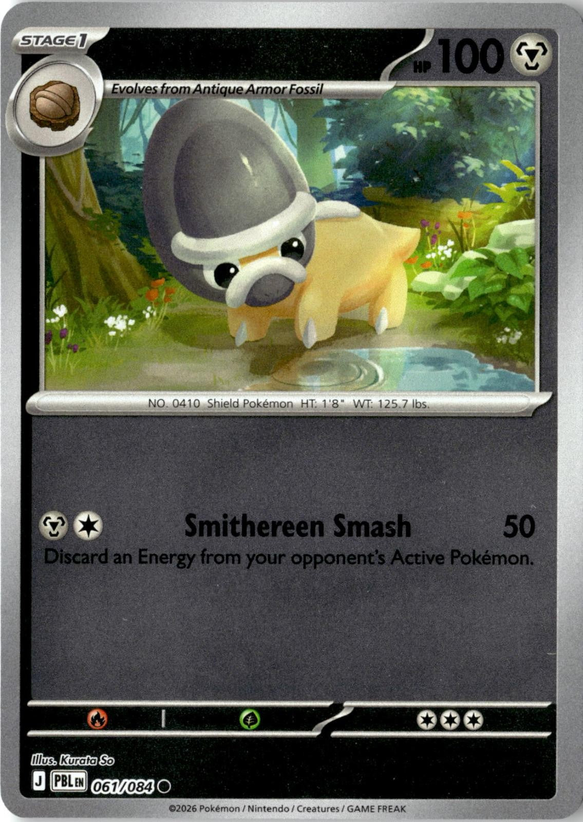 2026 POKEMON SHIELDON 061/084 COMMON PITCH BLACK REVERSE HOLO NEAR MINT