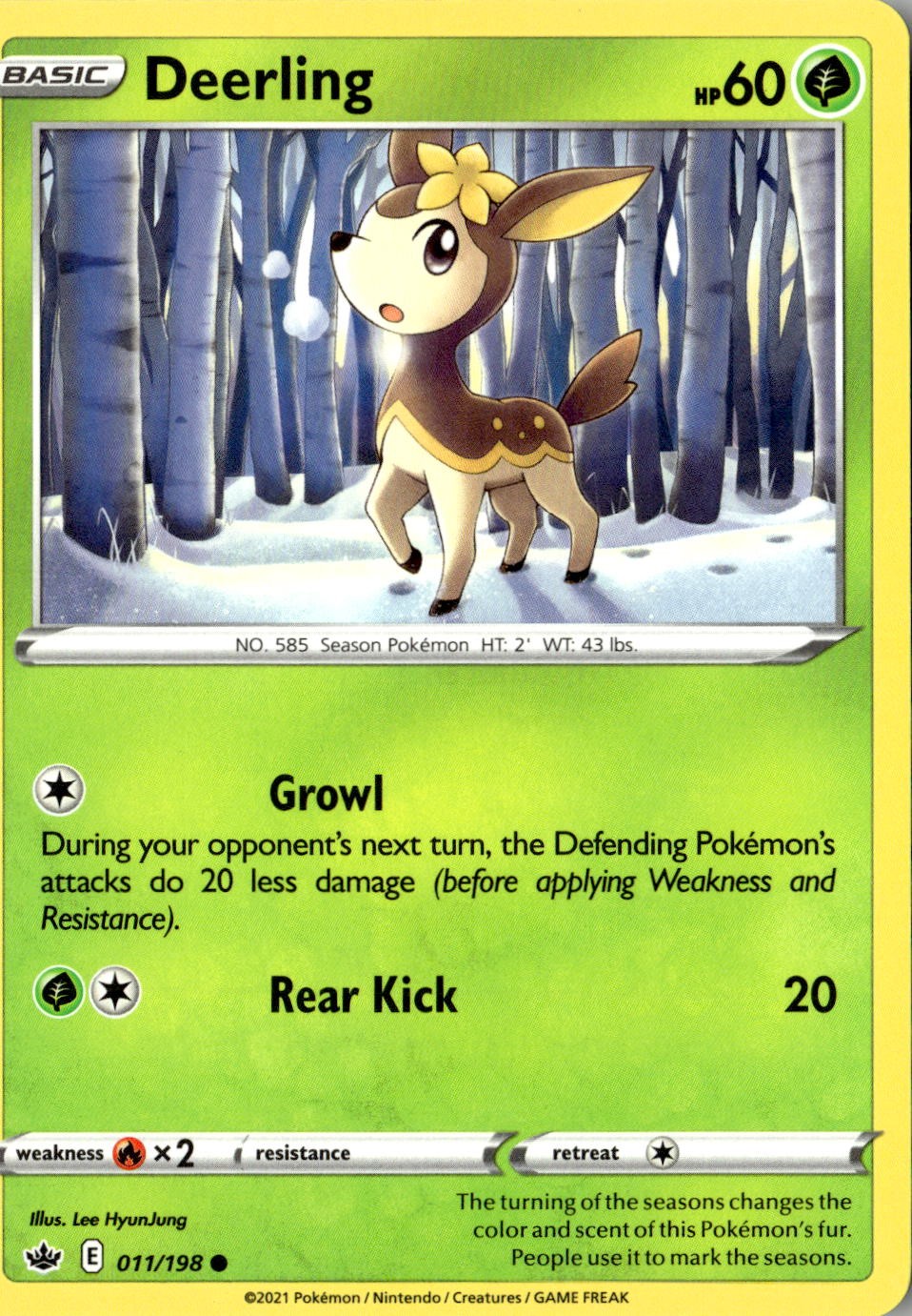 2021 POKEMON DEERLING 011/198 COMMON CHILLING REIGN NEAR MINT