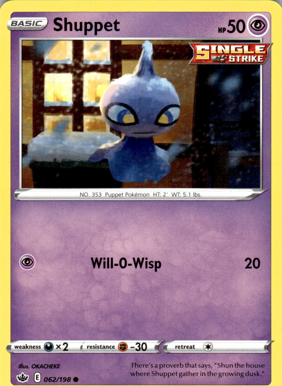 Shuppet 062/198 Common Chilling Reign Pokemon Near Mint