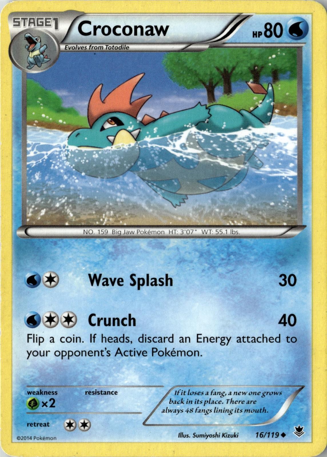 2014 POKEMON CROCONAW 16/119 UNCOMMON PHANTOM FORCES NEAR MINT