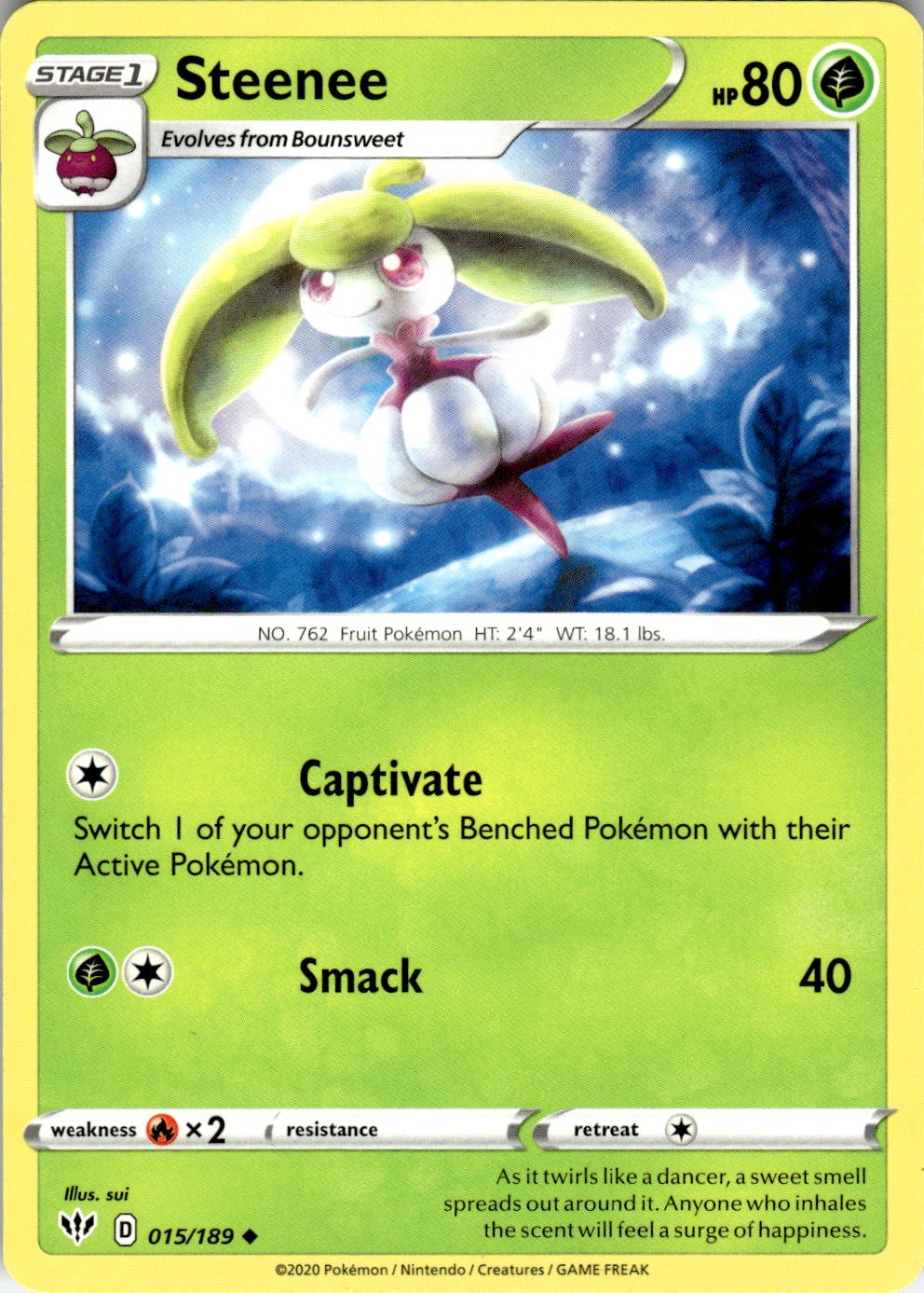 Steenee 015/189 Uncommon Darkness Ablaze Pokemon NM