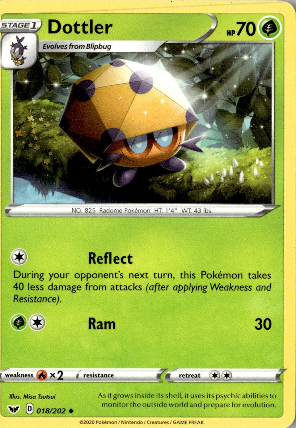 2020 POKEMON DOTTLER 018/202 UNCOMMON SWORD & SHIELD NEAR MINT
