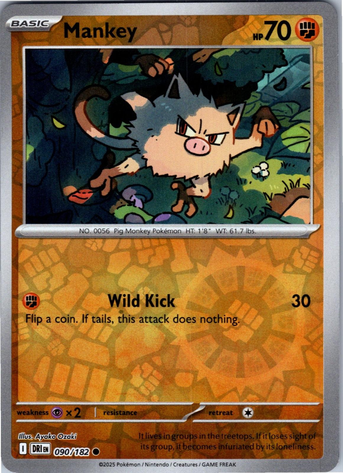 Mankey 090/182 Common Destined Rivals Pokemon Lightly Played
