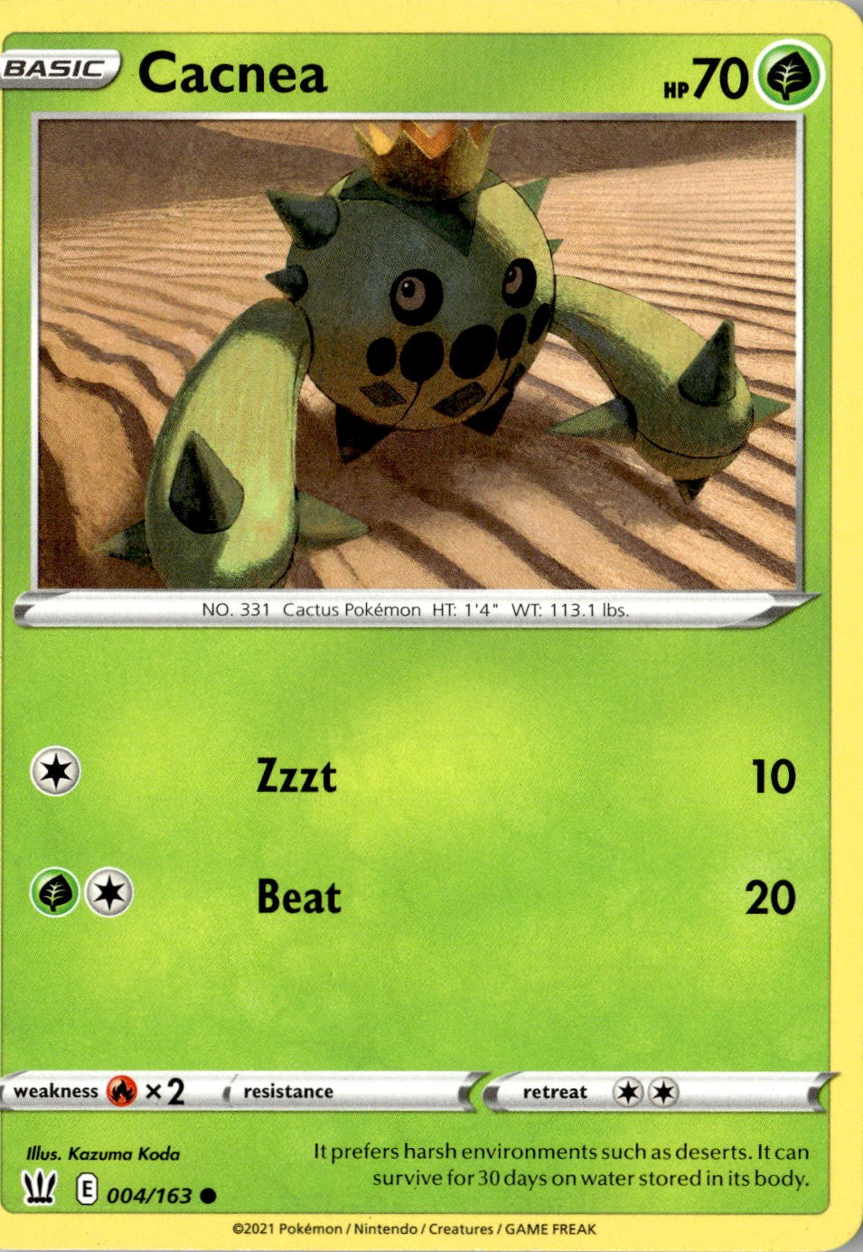 2021 POKEMON CACNEA 004/163 COMMON BATTLE STYLES NEAR MINT