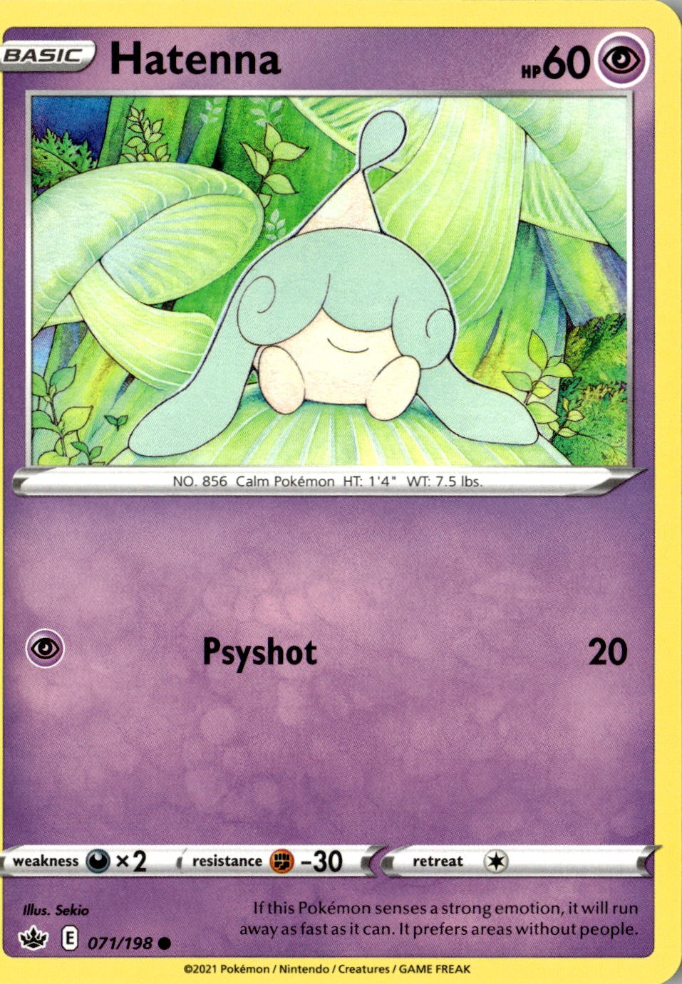 2021 POKEMON HATENNA 071/198 COMMON CHILLING REIGN NEAR MINT